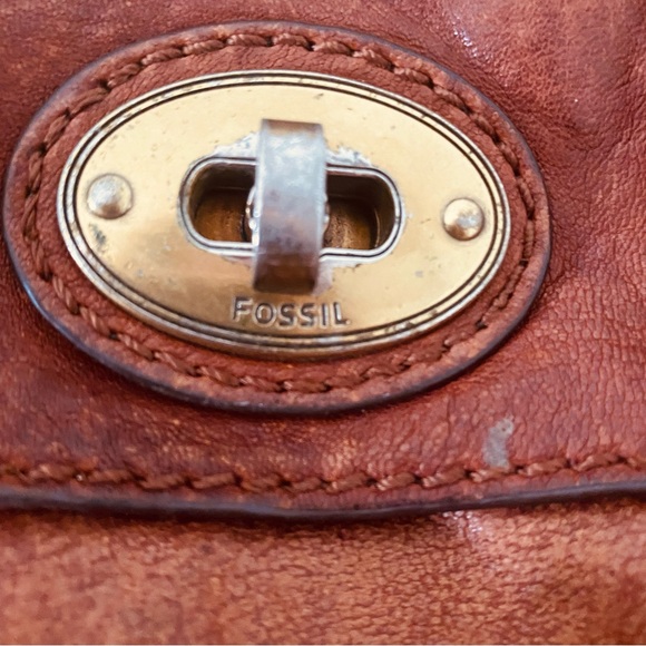 Fossil Messenger Bag Crossbody Satchel Handbag Shoulder Brown Leather - Picture 2 of 8
